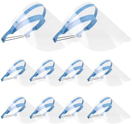 Gesichtsschildmaske, 10pcs Anti-Fog-Sicherheits-Gesichtsschild, klare Plastik-Gesichtsschild, einstellbare wiederverwendbare Vollgesichtsschild für Gesundheitsarbeiter, Gesichtsschildmaske