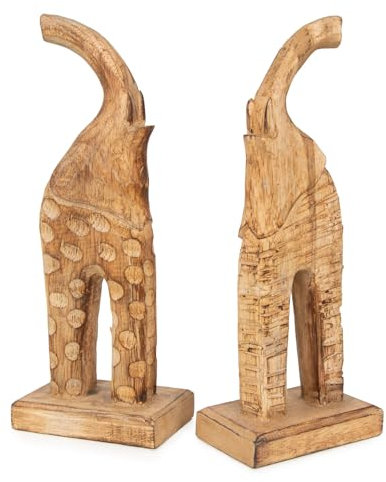 Logbuch-Verlag 2 Moderne Elefanten Deko Figuren aus Holz Skulptur Elefantenfamilie Holzdeko Afrika Asien Geschenk 38 cm
