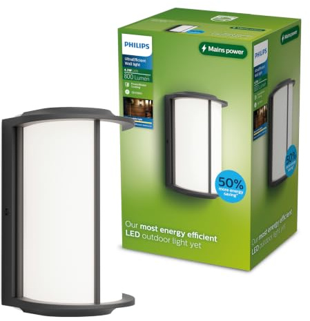 Philips Reese ultraeffiziente Wandleuchte für den Außenbereich 2700K 800lm Anthrazit