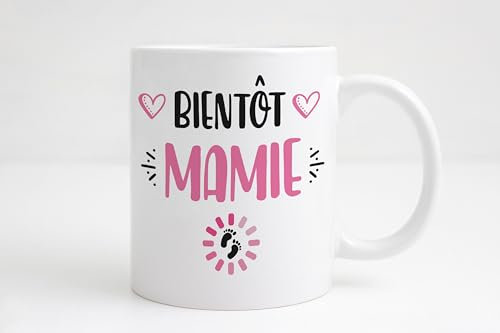 Groovy crea Mamie mug - Bientôt mamie- annonce grossesse mamie - tasse future mamie - cadeau future mamie - bientot mamie tasse- Mug annonce grossesse mamie 2025