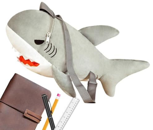 LearnLyrics Haifischplüsch, Hai -Rucksack, Haifischplüsch - Netter Einzigartiger Haifisch -Plüsch -Rucksack - Weiche Kinderschule Tasche Tierplüschies Für Kindergärten Kinder Erwachsene,