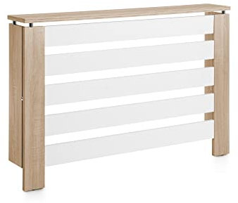 D&J Muebles Kit Cubre radiador, Cubierta para radiador, Moderno, Color Roble/Blanco, Listones, Parrilla, Diseño, ingeniería, Cubreradiador Hércules Roble/Blanco, Cubre radiador de 120x84x20