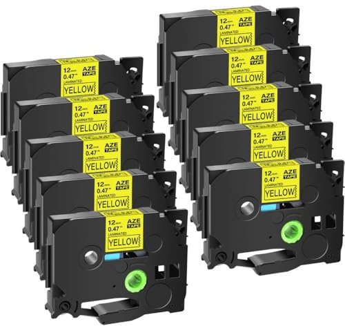 eRgDFS Kompatibel mit TZE 631 Schwarz auf gelbem Standard -Laminat -Band -Etikett 10pk 12 -mm -Etikettklebeband