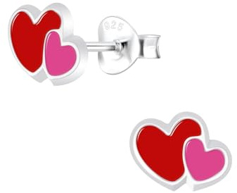 Monkimau Mädchen Ohrringe Herz | Ohrstecker aus 925 Sterling Silber | Kinderohrringe hypoallergen