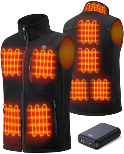 GOTOBI Chaleco Calefactable Hombre Lana con Bateria de 16000mAh 7,4V- Chaleco Calefactor Polar Hombre con 9 Zonas de Calefacción y 3 Temperaturas Ajustables, chaleco termico electrico para al Aire