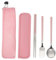 MUCKLILY 1Set Acciaio Inossidabile con Borsa Portatile Cucchiaio Bacchette per Picnic Escursioni e Pranzo