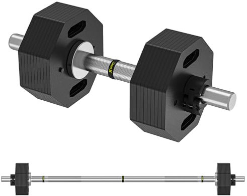 Dripex Kurzhantel Langhantel 28 kg Einzeln Verstellbare Hantel mit Stangen, Kurzhantelstange und Gewichten 1x Curlstange, 1X Kurzhantelstange, Set 28kg oder 36kg zur Auswahl