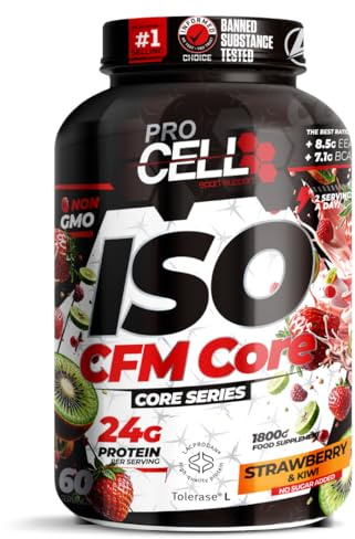 ProCell Proteína Isolada De Suero 100% Pura (1,8 kg, Fresa Kiwi) Proteina en Polvo De fácil Digestión Aumento y Recuperación muscular Bajo en Hidratos y Grasas Añadido de aminoácidos