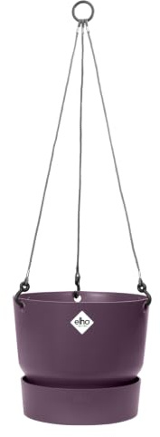 elho Greenville Hängeampel 24cm Balkonkasten - Vintage Pflaume | ∅ 23.5 x H 20.5 cm | Integrierter Untersetzer | für den Außenbereich | 100% recyceltes Plastik