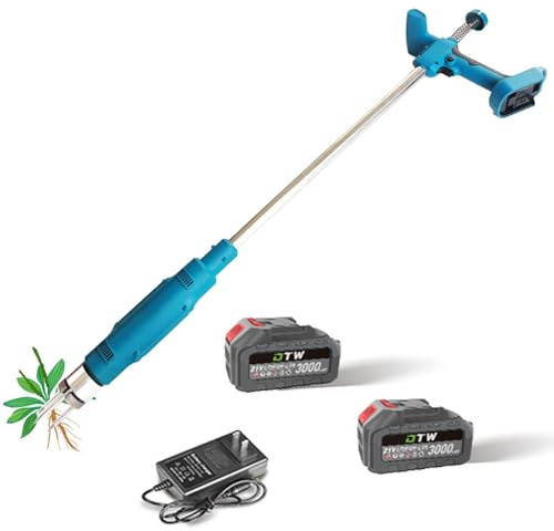 Désherbeur électrique à long manche avec tête en acier à 3 griffes pour pelouse et jardin