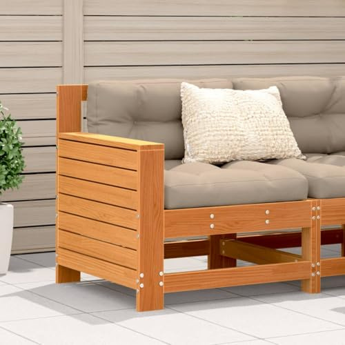IBUQDDV Gartensofa aus Massivholz Kiefer mit Armlehnen 69x62x70,5 cm für Terrasse und Garten, Modulares Latten-Design Outdoor-Möbel für hohen Komfort und Stabilität, Robustes
