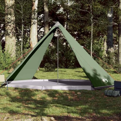 Tipi-Familienzelt 8 Personen Grün, Wasserdichtes Campingzelt mit E-Anschluss, 400x400x200cm, Leichtes Zelt für Outdoor Abenteuer