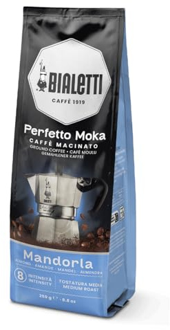 Bialetti Perfetto Moka Caffè Macinato, Gusto Mandorla - 1 x 250 gr