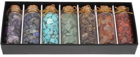 CVUTOVO Bouteille à Souhaits Décorative en Verre Cristal 7 Pièces pour Rangement Petit Objets, pour Anniversaire et Toutes Occasions