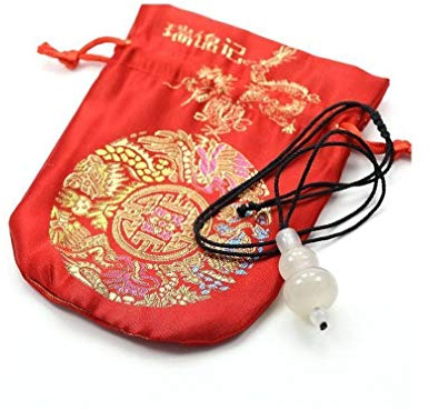 lachineuse Feng Shui WU Lou Bottle Pendant Necklace Made of Translucent Agate – Comes with a Satin Pouch