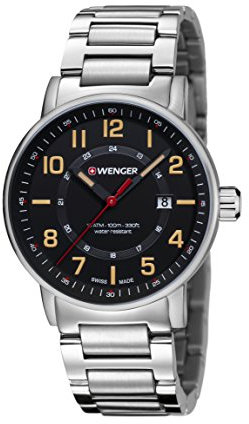 Wenger Unisex Analog Quarz Uhr mit Edelstahl Armband 01.0341.114