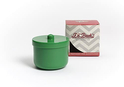 Dr. Bauer´s Reinigungsbad-Dose mit Klarspüleinsatz | Prothesendose | Gebissdose | Prothesendose mit Einsatz | Zahnspangendose (grün)