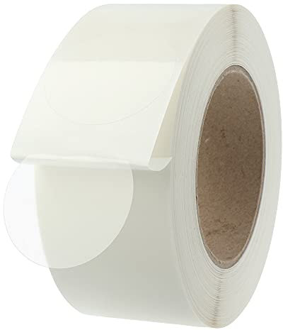 Verschlussetiketten transparent - Ø 50 mm - 1.250 Klebepunkte auf 1 Rolle(n), 40 mm Kern, Polyethylen selbstklebend