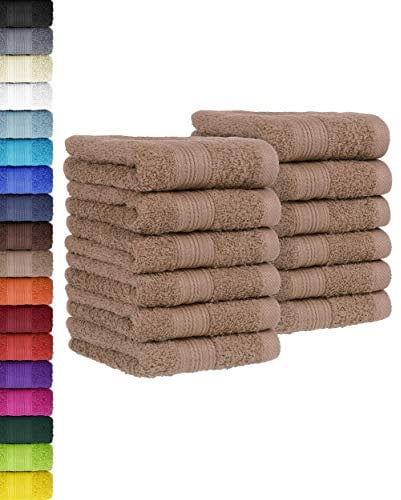 BaSaTex - 12er Pack Handtuch Set für Gäste - Seiftücher mit Aufhängeschlaufe aus weicher Baumwolle in 30x50 cm - Gästetücher für die Gesichtsreinigung Öko-Tex Standard 100 Zertifiziert - Sandfarben