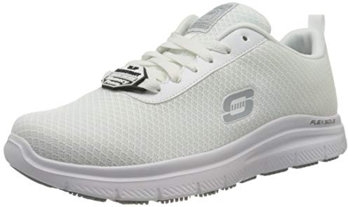 Skechers Herren Flex Advantage Sr Bendon Sneaker, White Mesh Water And Stain Repellent Treatmen, 39 EU