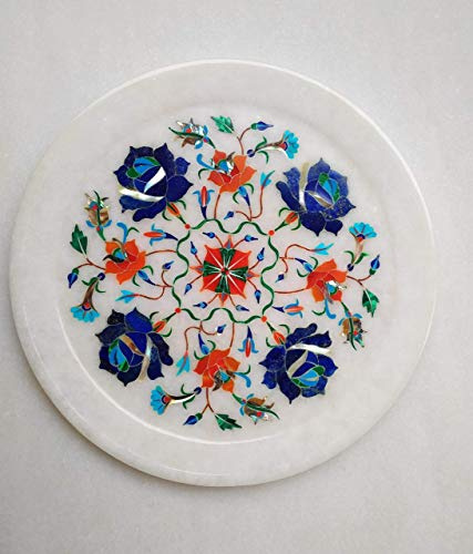 ArtEra, intarsio in marmo bianco, realizzato a mano, con pietre semi-preziose (20,3 cm) per la decorazione della casa