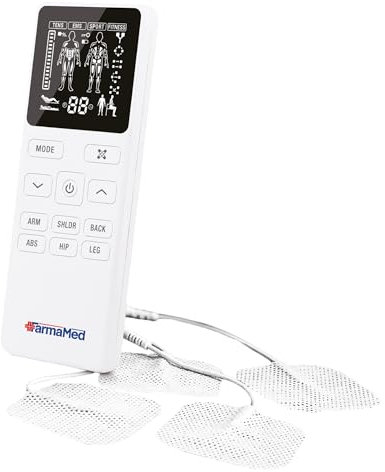 FARMAMED Digitaler Muskelstimulator TENS EMS Sport Fitness, LCD-Bildschirm, Zwei Ausgangskanäle und 4 Elektroden
