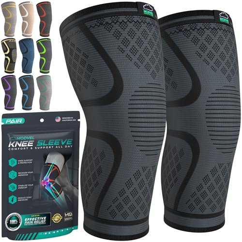 MODVEL Paquete de 2 rodilleras de compresión para hombres y mujeres, rodilleras para correr, ortopédicas para el alivio de rotura de menisco, artritis y malestar articular (XL)