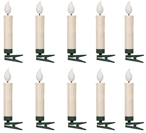 Bonetti 10 Flammeneffekt LED-Weihnachtsbaumkerzen mit 3D-Flamme in Wachsoptik | flackernd | real Flame LED | Timer