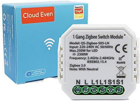 Interruttore Intelligente ZigBee 3.0 Mini DIY, Compatibile con App Smart Life/Tuya, Alexa e Google Home, 1/2 Vie, Funziona con Hub Gateway, 220V-240V, per Automazione Domestica