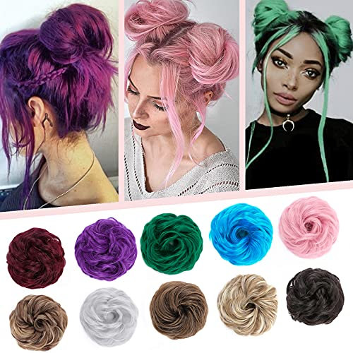 Silk-co Haarteil mit Gummiband, Dutt mit Haaren Gewellt Weich Dutt Haarteil mit Gummiband 45 g, Gelockt Haarverdickung Hair Extensions Messy Bun Hochsteckfrisuren Helles weinrot