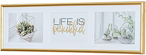 levandeo Galerierahmen 3 Fotos 13x18 Passepartout Gold Bilderrahmen Fotorahmen Collage Fotocollage Galerie Wohndeko Wanddeko