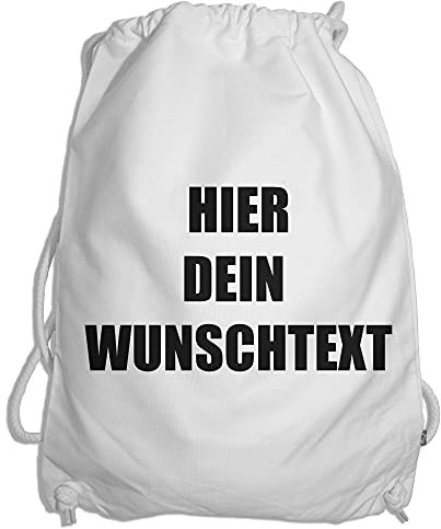 Ma2ca® Gymsac Turnbeutel/Jutebeutel Rucksack Bag Seesack mit eigenen Wunschtext Personalisieren White