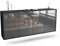 Kommode Sideboard hängend - Recklinghausen - Korpus anthrazit matt - Front Hochglanz Design Grau- (180x77x35cm) - Push to Open Technik & hochwertigen Leichtlaufschienen - Made in Germany