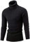 Belovecol Mens Turtleneck Jumpers Soft Warm Roll Neck Tops Slim Fit Knitted Turtle Neck Pullover Sweaters, Black, XS