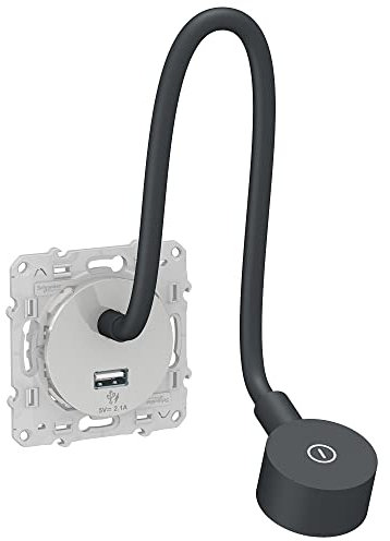 Schneider Electric - Odace - liseuse - avec prise USB-A - 2,1A - alu - S530002