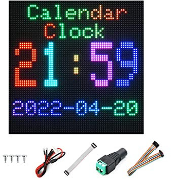 RGB LED Matrix Panel 64×64 Pixel, 3mm Pitch 4096 Einzelne RGB LEDs Vollfarb Display Unterstützt Arduino, Raspberry Pi, Einstellbare Helligkeit, Anzeigen von Text Bunte Bilder Animation Zulassen
