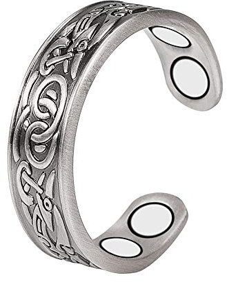 MagCopper Magnetic Copper Ring Adjustable Healthy Jewelry Silver for Women/Men 2.3