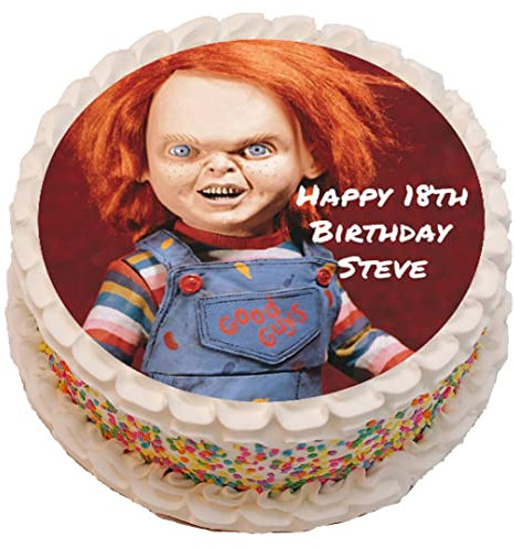 Chucky Doll Personalised PRECUT Cake Topper 7.5 Inch Round Edible Icing Sheet Birthday Decoration
