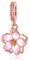 Alstiva Kirschblüte Charm-Anhänger 925 Sterling Silber 5A Zirkonia Charm Anhänger für Armband Charm Bead Pendant für Europäische Armbänder Halsketten Schmuck Geschenk für Damen Frauen