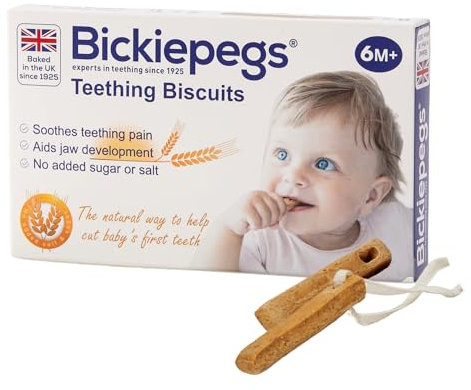 Bickiepegs Natürliche Zahnfleischkekse für Kinder 6 Monate+,38 gm – Schnuller & Zahnschützer für Babys – natürliches Zahnfleisch-Lösung zur Linderung von Beschwerden – Vegetarisch und veganfreundlich