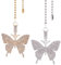 BENECREAT 2Pcs Alloy Rhinestone Butterfly Pendant Ceiling Fan Pull Chain Extenders with 304 Stainless Steel Ball Chain for Ceiling Light Lamp Fan Decorative, Platinum Light Gold