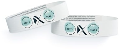Xantus Drinkcheck Armband - Weiß - 2 Testfelder (20 Stück) - Dein Schutz vor KO Tropfen + Teste Dein Getränk + sicher feiern