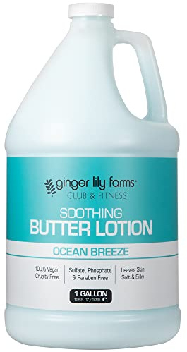 Ginger Lily Farms Club & Fitness Soothing Lotion with Butter for Dry Skin, 100% Vegan and Cruelty Free, Sea Breeze, 1