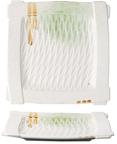 BRDECOR Platos Llanos Cuadrados de cerámica de 10 Pulgadas, Juego de 5 Platos Grandes para Servir bistec, Pasta, Ensalada, vajilla de gres, Apto para lavavajillas y microondas.