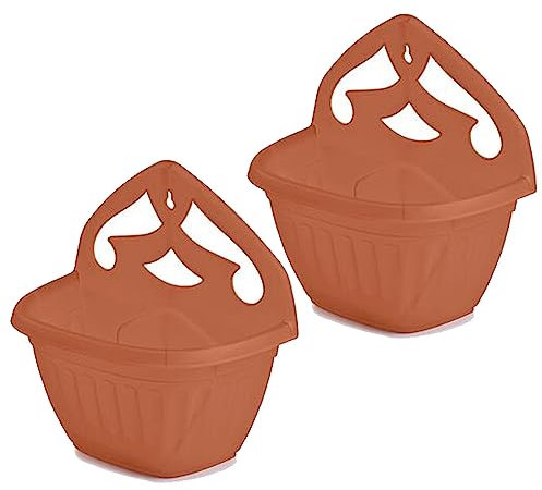ZARVICZONIA Planters Pots - Wall Mounted for Plants and Flowers (Pack of 1, 2, 3, 4, 5) (Terracotta (Pack of 2))