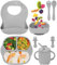 Jissta Vajilla para bebés de silicona, 8 Juegos sin funda antideslizante BPA para niños para aprender, tazón de platos, cuchara de babero, tenedor, taza de agua potable para bebés,adecuada para niñas