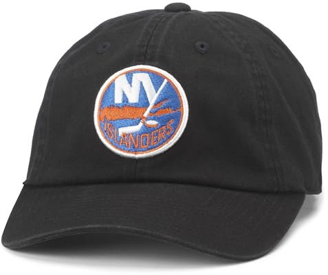 AMERICAN NEEDLE Blue Line Collection Baseballmütze NHL National Hockey League Team verstellbarer Schnallenriemen Dad Cap, New York Islanders (Schwarz), Einheitsgröße