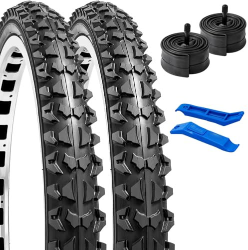 YunSCM 2PCS Plegable 20 Pulgada Neumáticos 20X2.10 ETRTO 54-406 más 2PCS 20 Pulgada Cámara de Aire AV32mm Valve Compatible Bicicleta de montaña, Bicicleta Urbana 20x2.10 20x2.125 Neumáticos