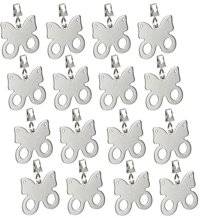 Relaxdays Tischdeckenbeschwerer, 16er Set, Schmetterling, Gewicht für Tischdecke, Gardinenbeschwerer, Edelstahl, Silber | Gewicht für Tischdecke, Gardinenbeschwerer, Edelstahl