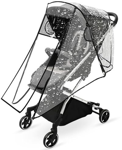 EUPSIIU Universal Regenschutz Buggy mit vollständiger Frontöffnung Einfache Handhabung Transparent Regenverdeck Kinderwagen Sportwagen mit Fenster und Doppel Reißverschluss zum Öffnen(1 Stück)